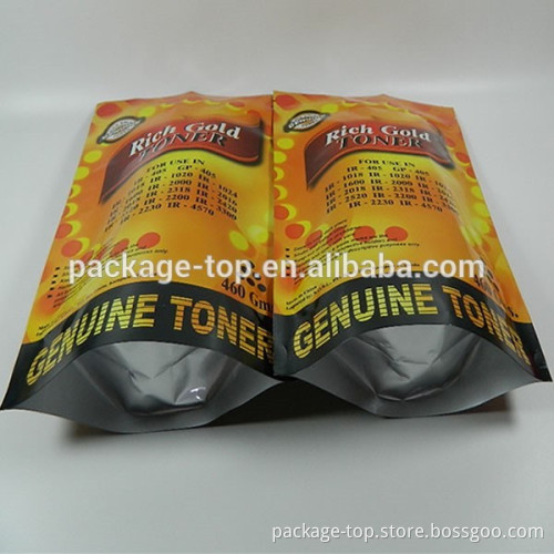 Chinese custom printed zipper stand up pouch bag for tonner pckaging
